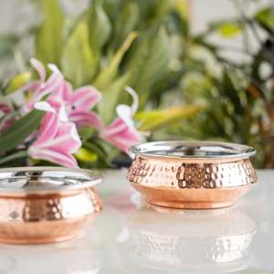 Marmites et casseroles Handi Mughlayi en acier et cuivre avec design martelé, vaisselle de service pour usage domestique et commercial - Product Image 4