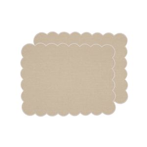 Set de table de mariage européen de luxe en lin avec broderie sur la bordure, réutilisable, lavable, bords propres - Product Image 1