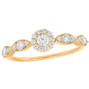 Bague de fiançailles Halo en moissanite de 0.50 carats en or 10K 14K 18K et argent sterling - Product Image 1