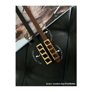 Offre spéciale 2 pièces : Ceinture basique pour femme, ceinture pour veste, ceinture pour robe avec boucle à chaîne fine - NOIR-BRUN - Product Image 1