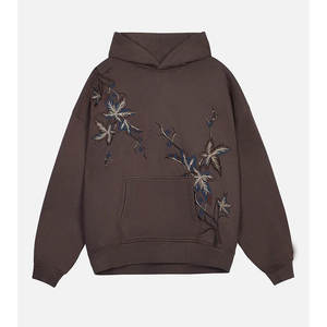 Sudadera con Capucha Bordada de Algodón Grueso de Moda Nueva OEM, Sudadera con Bordado Desgastado para Hombre - Product Image 1