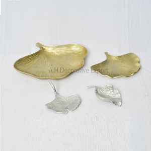 Nouveau bol de service à salade en aluminium fait à la main chocolats en forme de feuille bol de service ensemble de 4 pièces or et argent finition bol de service - Product Image 1