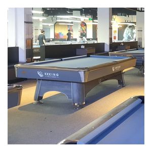 Mesa de billar de pizarra Premium con patas de metal duraderas y embellecedor de aluminio cepillado para torneos - Product Image 1