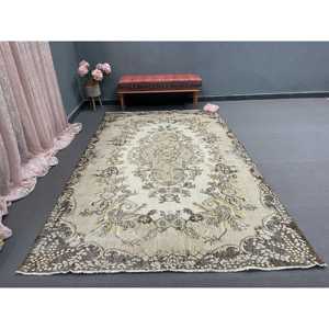 พรมวินเทจตุรกีขนาด 5.6x9.2 ฟุต พรมขนาดใหญ่ พรมลายจุดสีน้ำตาล - Product Image 5