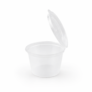 Gobelets soufflé articulés 3H 2,5 oz avec couvercles intégrés (1000 pièces/boîte) – Contenants PP anti-fuite pour sauces, traiteur et plats à emporter - Product Image 1