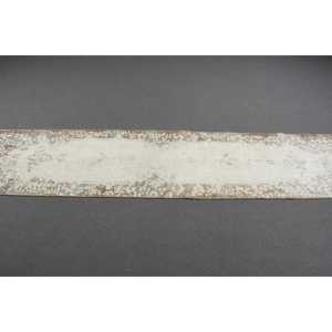 Tapis turc vintage, tapis de couloir 2x9,4 pi (61x285 cm), tapis en laine persane blanc - Product Image 2