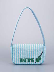 Pochette à main brodée classique faite à la main Dirty Martini avec perles |   Pochette de luxe en perles de rocaille rayées bleu clair |   Cocktail d'olives personnalisé - Product Image 6