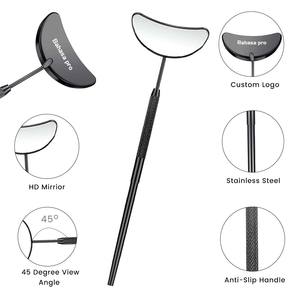 Custom Logo Large Handle <b>Eyelash</b> Extension Mirror Black Color High Visibility Stainless Steel Mirror for Lashes by Bahasa Pro - Product Image 4