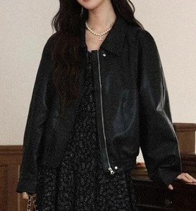 แจ็กเก็ตหนังแท้สำหรับผู้หญิงแจ็กเก็ตหนังแท้แบบมีซิประบายอากาศได้ดีแบบลำลองปรับแต่งได้ - Product Image 5