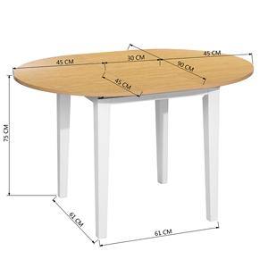 Tavolo da Pranzo Circolare Allungabile Well Home in Bianco e Faggio 90-120cm 75cm - Product Image 5