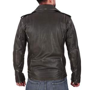 Veste en cuir de moto de course d'hiver pour hommes personnalisable, vêtements d'extérieur noirs avec fermeture à glissière, style de rue haute longueur - Product Image 6