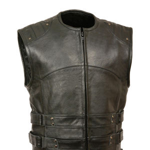 100% Chaleco de cuero genuino para motocicleta, el mejor diseño, chaleco ligero y cómodo para hombre para montar en invierno para uso al aire libre - Product Image 6