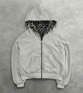 Custom <b>Zip</b> <b>up</b> Heavyweight <b>Zip</b> <b>up</b> French Terry Leopard Cheetah <b>Graphic</b> Printed Double Layer <b>Hoodie</b> - Product Image 4