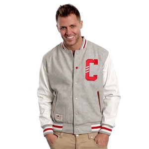 Blouson bombardier d'hiver avec logo brodé sur mesure pour hommes veste universitaire Letterman à manches en cuir et fourrure de mouton taille plus veste universitaire pour hommes - Product Image 1