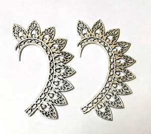 <b>SILVER</b> ZONE Tibetan <b>Silver</b> Plant Pattern <b>Cuff</b> Earrings Women's Bohemia Style Anniversary Jewelry Brass Antique <b>Silver</b> Plated - Product Image 3