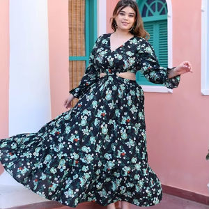 Indien main bloc imprimé femmes décontracté coton Maxi robe écologique Style bohème 100% coton naturel taille courte - Product Image 1