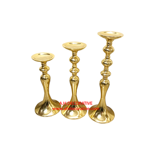 Bougeoirs coniques simples fantaisie bougeoir conique doré en métal galvanisé ensemble de chandelier en métal doré en laiton - Product Image 3