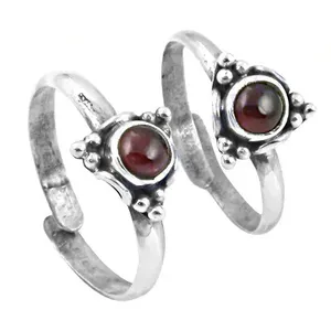 Anillos de Dedo de Plata con Granate Natural Ajustables de Plata de Ley 925 para Mujer, Piedra de Nacimiento de Julio, Hipoalergénicos, Resistentes al Deslustre, de Moda - Product Image 3