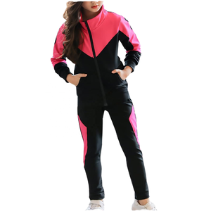 Survêtement color block pour femme, fermeture éclair intégrale, col montant, style sportif, avec poches latérales, idéal pour l'automne - Product Image 1