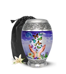 Urnes papillon violettes pour cendres humaines Femme et homme adultes-Grandes urnes de crémation pour cendres adultes Femmes et hommes avec sac-Honor - Product Image 6