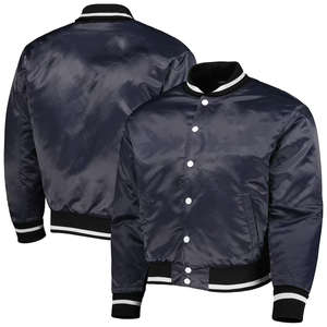 Wholesale Customizable Men's Winter Vintage Satin Hooded Eco-Friendly Varsity <b>Jacket</b> with Front Logo - Product Image 6