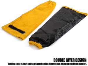 Brazos DE SEGURIDAD DE CUERO resistentes al calor, protectores de brazo de cuero de vaca dividido de alta calidad para soldadores, Mangas de soldadura de trabajo - Product Image 3