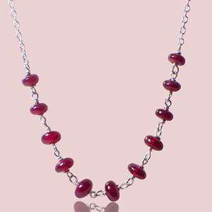Handmade 925 Sterling Silver Link Chain Necklace Breathtaking Natural Ruby Gemstone Unique Classic Fashion Jewelry Gift for - Product Image 1