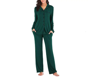 Premium Women Cotton Breathable Sleepwear Set Two Piece Pajama Top <b>Pants</b> Elastic Waist Soft Cozy Long Sleeves Machine-Washable - Product Image 4