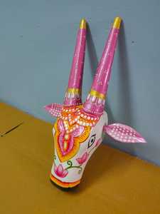 ของตกแต่งผนังธีมใบหน้าวัวทาสีด้วยมือทำจากไม้เหมาะสำหรับขายต่อตามร้านค้าที่บ้าน - Product Image 6