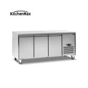 Congelador de Encimera KitchenMax de Tres Puertas, Acero Inoxidable 304, 400L, Eficiencia Energética A++, para Almacenamiento y Preparación de Alimentos Fríos - Product Image 1