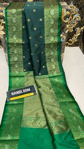 Banarasi-tejido de seda de Lichi, tejido Saree con distribuidor de blusa de Color negro, oferta exclusiva, India - Product Image 5