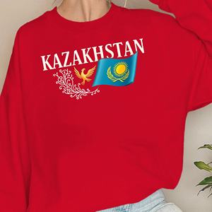 KAZAJISTÁN con ilustración de bandera sudaderas de mujer - Product Image 4