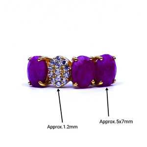 Gemvanity Women's 925 Sterling Silver Classic Style <b>Ring</b> Gold Plated with Ruby White Topaz for Weddings - Product Image 4