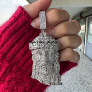 925 Sterling Silver Jesus Christ Pendentif Personnalisé VVS1 Moissanite Diamant Glacé Cubain Chaîne Hip Hop Style Pendentif Mode - Product Image 1