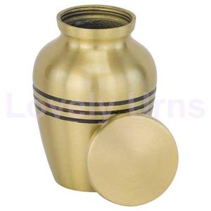 Urnas clásicas de recuerdo de latón bronce de tres bandas para cenizas caja de terciopelo gratis - Product Image 2