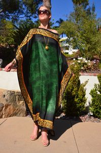 Caftán bohemio informal de verano al por mayor para mujer, cuello en V, cintura Natural ecológica, estampado Digital Maxi estilo marroquí de talla grande - Product Image 4