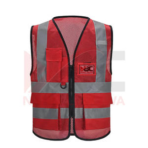 Chaleco DE SEGURIDAD reflectante personalizado de alta calidad para construcción nocturna Logotipo multibolsillos de malla de poliéster de alta visibilidad para trabajo en carretera - Product Image 4