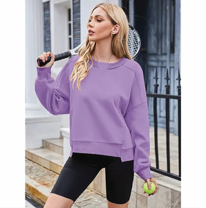 OEM personalizado de las mujeres de gran tamaño de algodón sudadera Casual de manga larga de cuello redondo Jersey de uso diario Precio al por mayor barato - Product Image 2