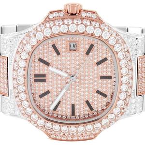 Envío gratuito de lujo de los hombres de dos tonos Iced out reloj con Smart Dial Display movimiento automático reloj elegante banda - Product Image 3