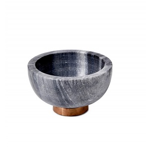 Tazón para servir de mármol blanco y negro de estilo de lujo puro de una sola pieza con un gran diseño para hoteles y servicio de cena en casa - Product Image 5