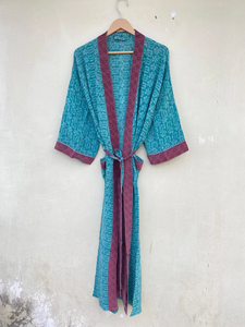 New Trendy Silk <b>Kimono</b> Robe Indian Silk Robe Crepe Silk <b>Kimono</b> - Product Image 6