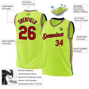 Ensemble de maillots de basket-ball personnalisés pour hommes séchage rapide imprimé sublimation design vert fluo uniformes personnalisables pour maillots de basket-ball - Product Image 3
