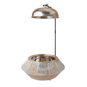 Chauffe-plat rond en acier inoxydable au design unique avec corde tressée, équipement de traiteur pour buffet, bon prix - Product Image 1