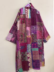 เสื้อคลุมยาวผ้าไหมคันธาแบบปะติดปะต่อ สไตล์โบฮีเมียนฮิปปี้ เสื้อคลุมลำลอง - Product Image 3