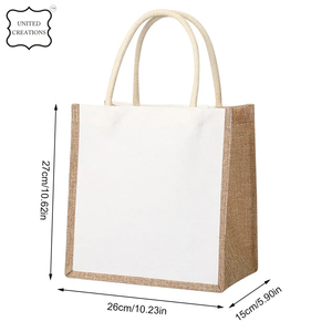 กระเป๋าผ้าปอกระเจาผ้าลินินธรรมชาติสำหรับเป็นของขวัญงานแต่งงานกระเป๋าโท้ทปอกระเจาหูกันน้ำ - Product Image 2