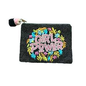 Handmade GIRL POWER Luxury <b>Coin</b> <b>Pouch</b> Beaded Embroidery Stylish <b>Coin</b> <b>Pouch</b> for Girls Women for New Year Party Fancy Christmas - Product Image 1