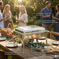 Réchaud à buffet en acier inoxydable alimenté au carburant, 6 L, pour la restauration, les hôtels, les restaurants et les services de traiteur