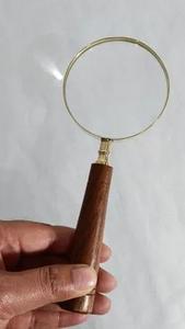 Vintage Decorative Brass <b>Magnifying</b> <b>Glass</b> with Brown Wooden Handle Antique Style Handheld Tableware Digital Printing - Product Image 5