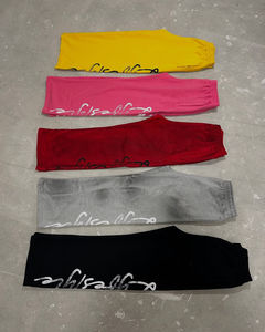 Personalizado 100% algodón hombres Jogging pantalones ácido lavado pierna ancha Flare sudor hombres pantalones Hip Hop cintura elástica recta Serigrafía - Product Image 1