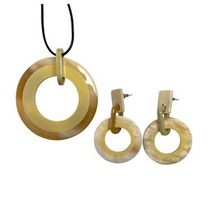 DTJ Women's Cow/Buffalo Horn Charm Pendant with Lacquer Plating Oval Shape Trendy Style for <b>Anniversary</b> Occasions - Product Image 1